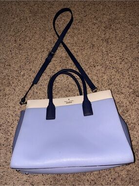 kate spade periwinkle blue , navy and cream colorblock bag